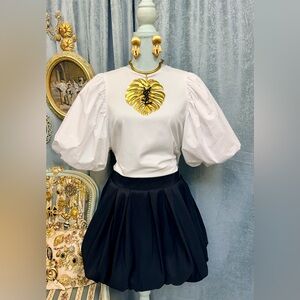 Sold on eBay-White Puff Sleeve Top with Black Skirt